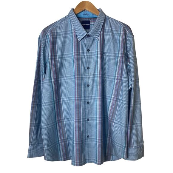Tommy Bahama Other - Tommy Bahama Mens 3XL Glen There Done That Cotton Silk Blue Plaid Shirt